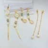 New Chinese-style national trend retro jewelry, enamel, niche titanium steel earrings, oil drip tassels, pearl, ancient-style earrings, stainless steel earrings Item Picture